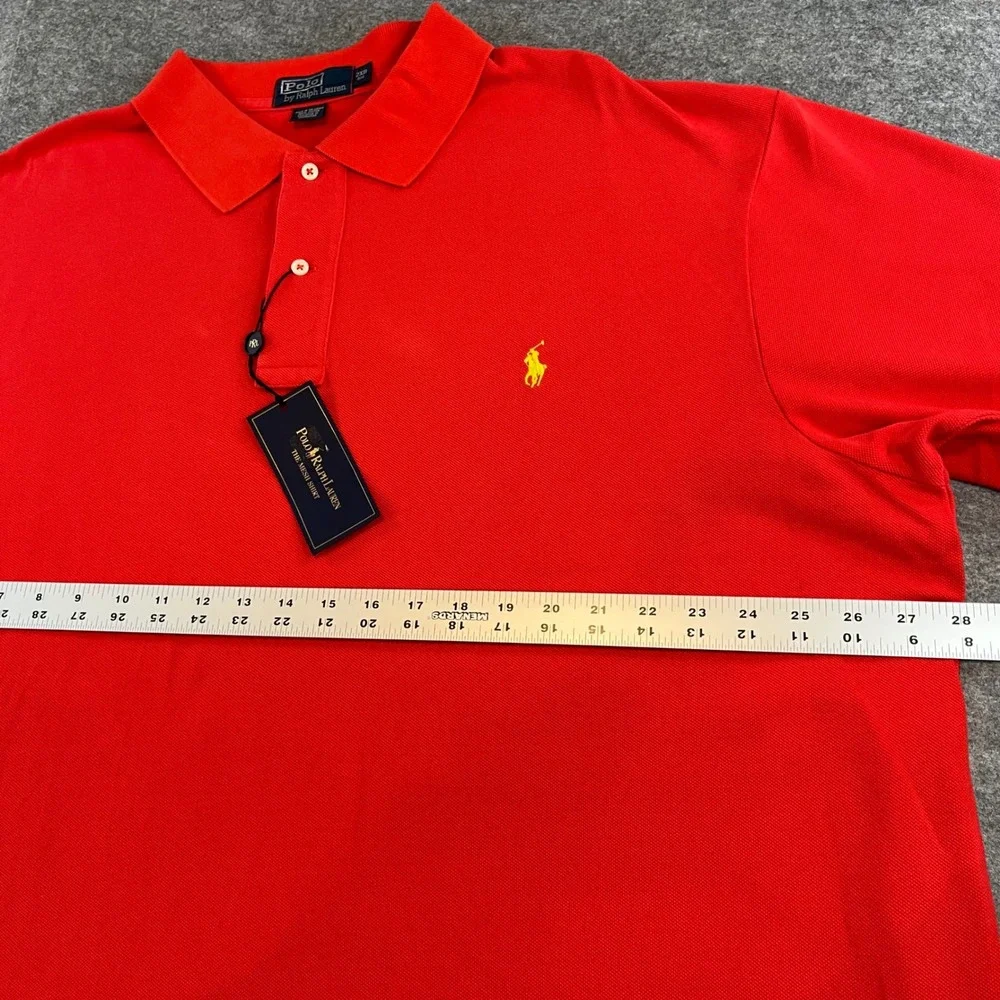 Polo Ralph Lauren Mens Mesh Polo Red Classic Yellow Pony 2XB NWT Preppy Golf - Picture 4 of 6